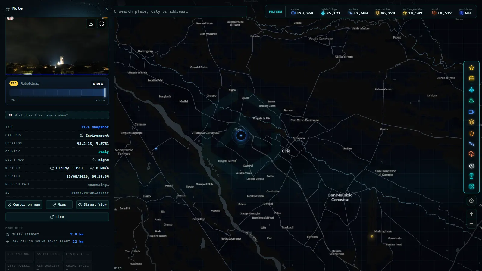 Detail card of Nole (Environmental) on the ARGOS ATLAS map