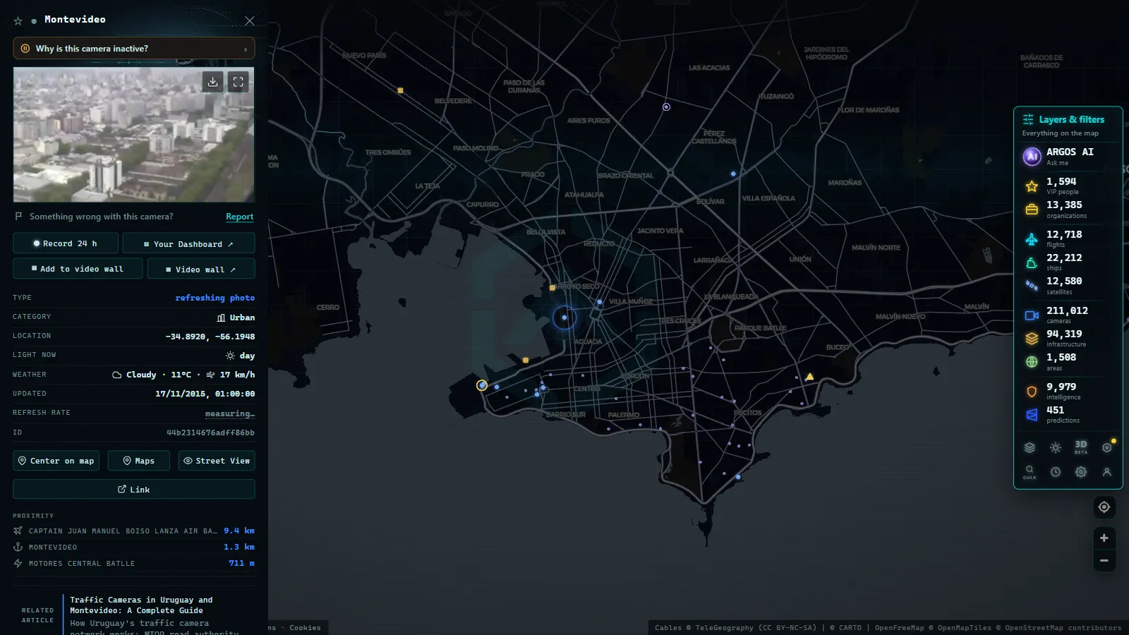 Detail card of Montevideo (Urban) on the ARGOS ATLAS map