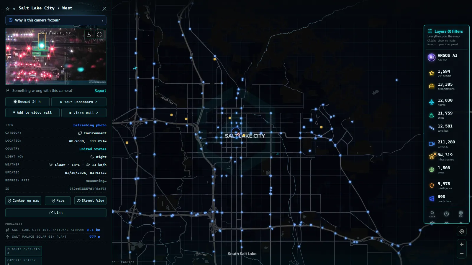 Detail card of Salt Lake City › West (Environmental) on the ARGOS ATLAS map