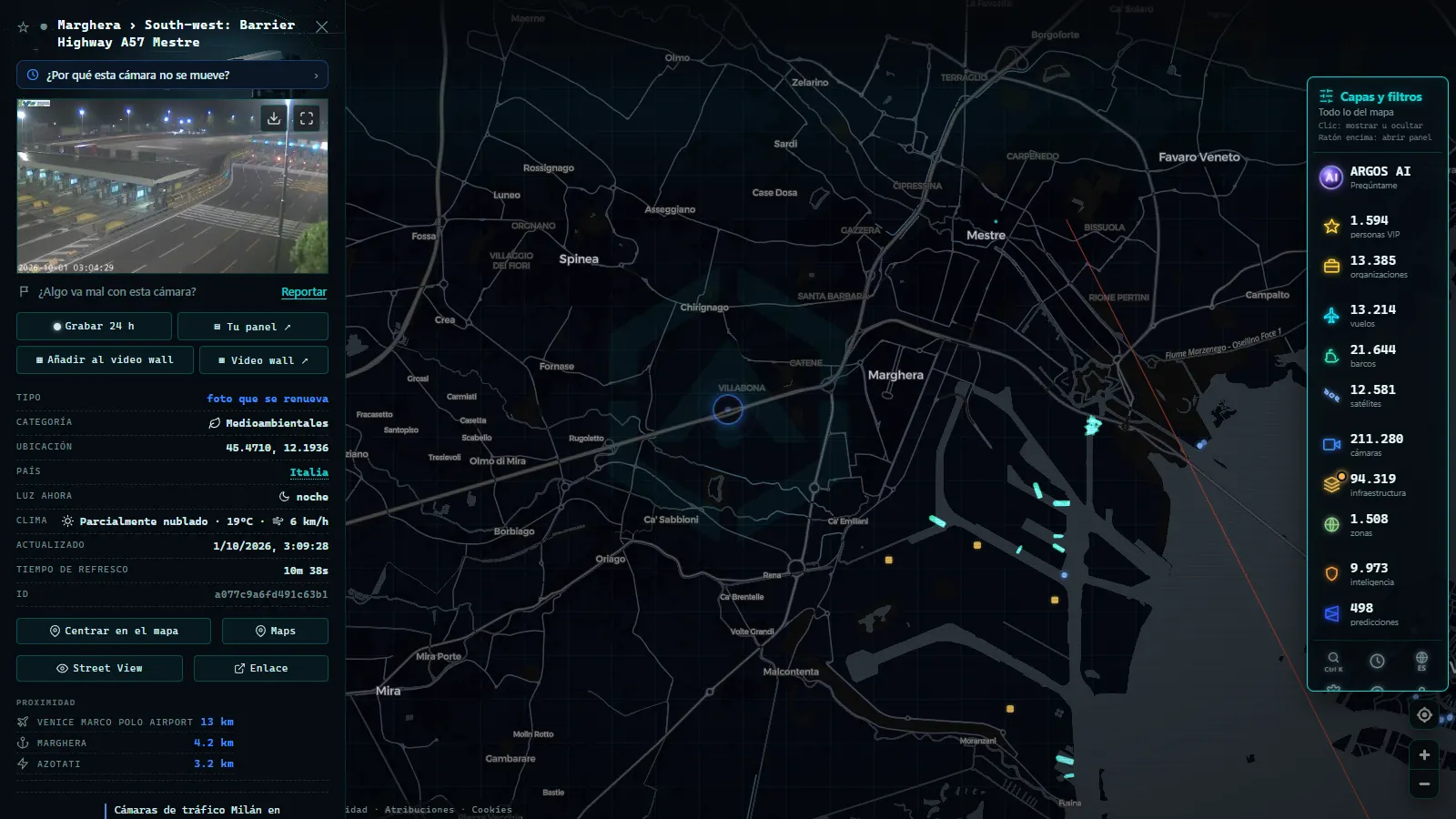 Ficha de Marghera › South-west: Barrier Highway A57 Mestre (Medioambiental) en el mapa de ARGOS ATLAS