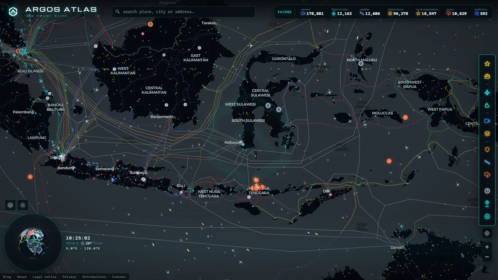 The ARGOS ATLAS live map over Indonesia