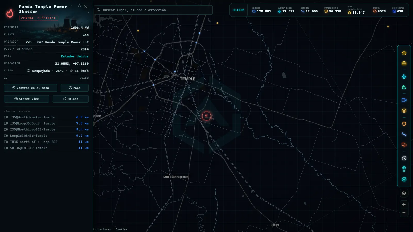 Ficha de Panda Temple Power Station (Instalación eléctrica) en el mapa de ARGOS ATLAS