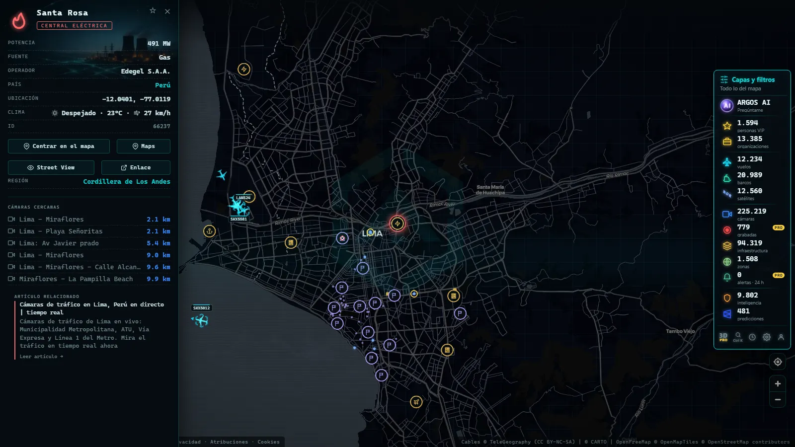 Ficha de Santa Rosa (Instalación eléctrica) en el mapa de ARGOS ATLAS