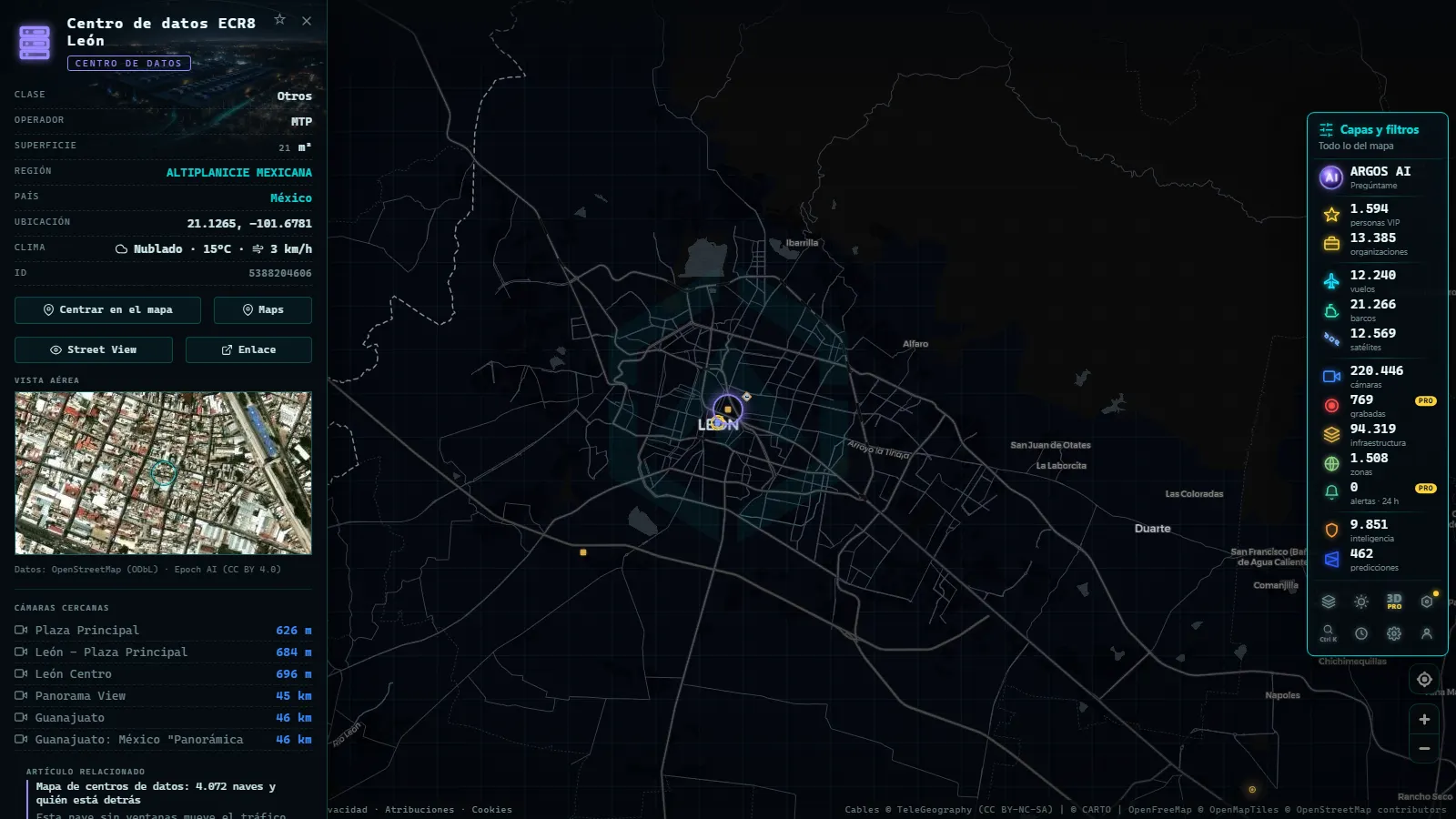 Ficha de Centro de datos ECR8 León (Centro de datos) en el mapa de ARGOS ATLAS