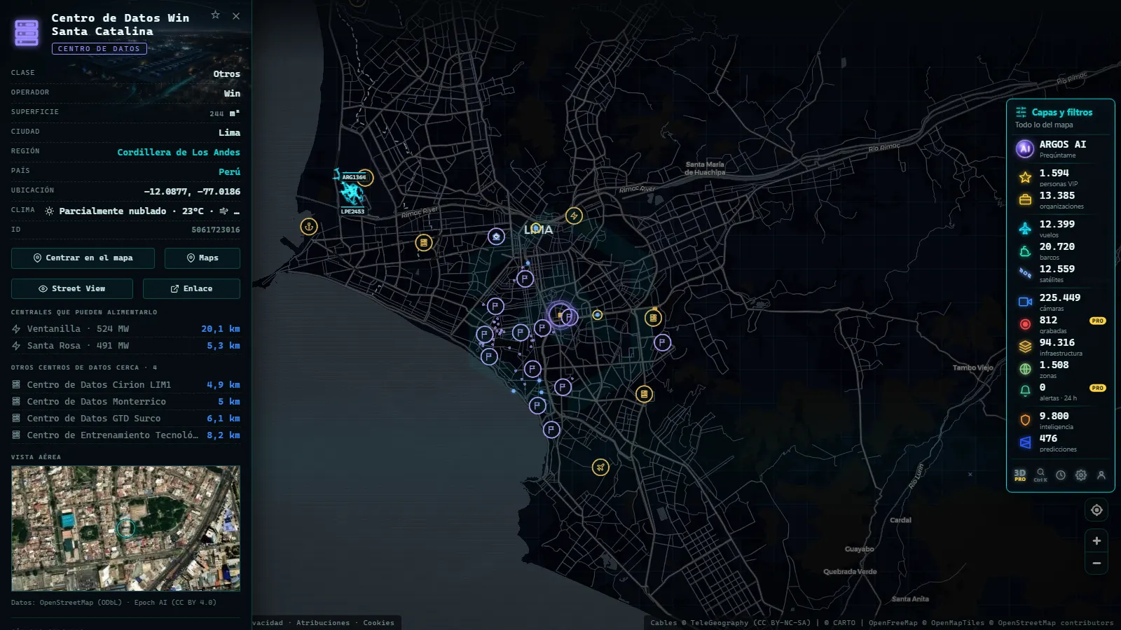 Ficha de Centro de Datos Win Santa Catalina (Centro de datos) en el mapa de ARGOS ATLAS