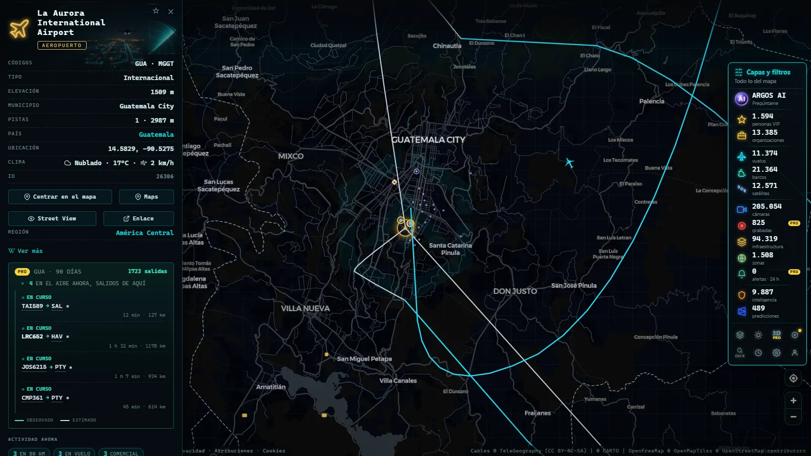 Ficha de La Aurora International Airport (Aeropuerto) en el mapa de ARGOS ATLAS