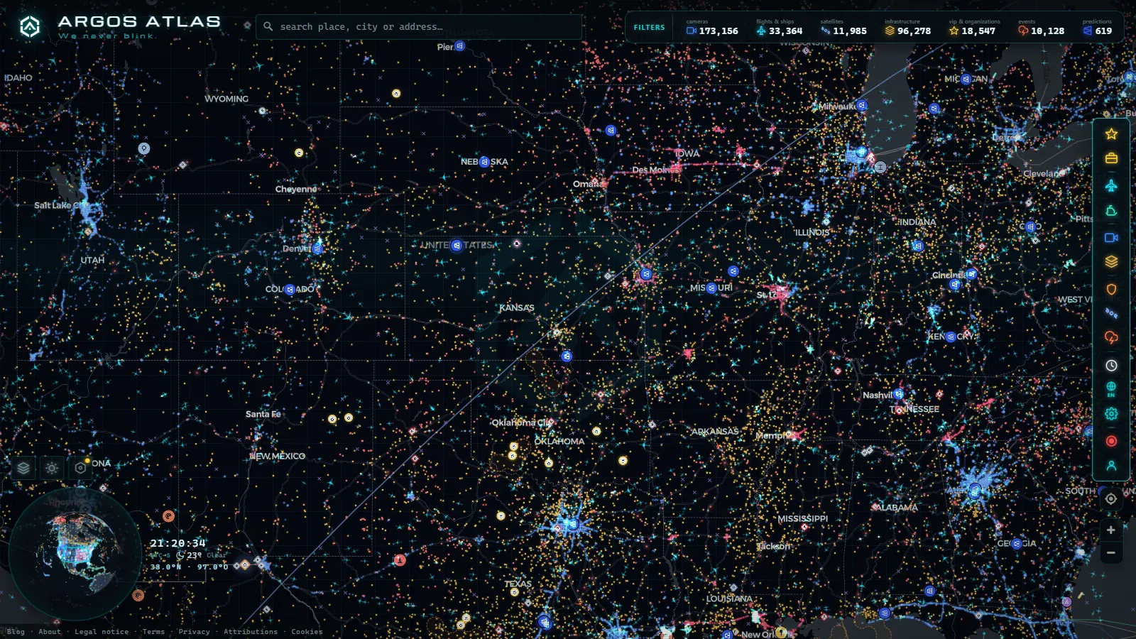 The ARGOS ATLAS live map over United States
