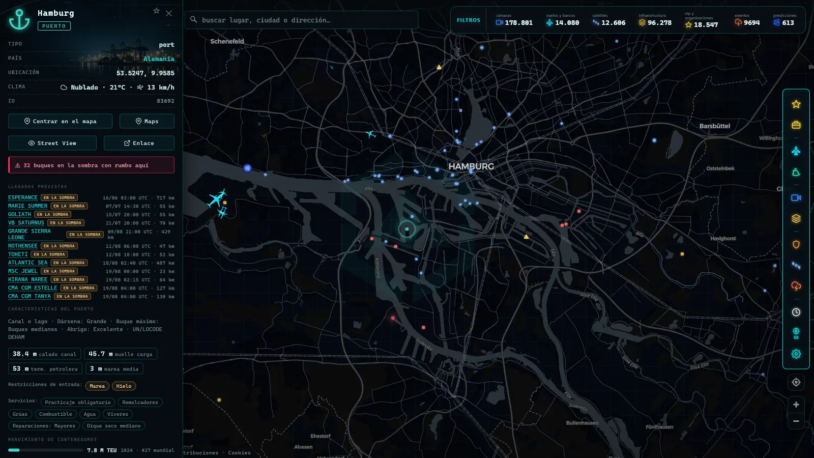 Ficha de Hamburg (Puerto) en el mapa de ARGOS ATLAS