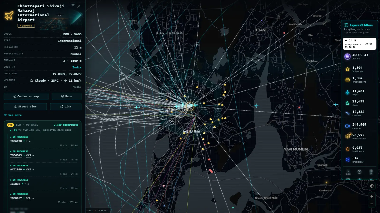Detail card of Chhatrapati Shivaji Maharaj International Airport (Airport) on the ARGOS ATLAS map
