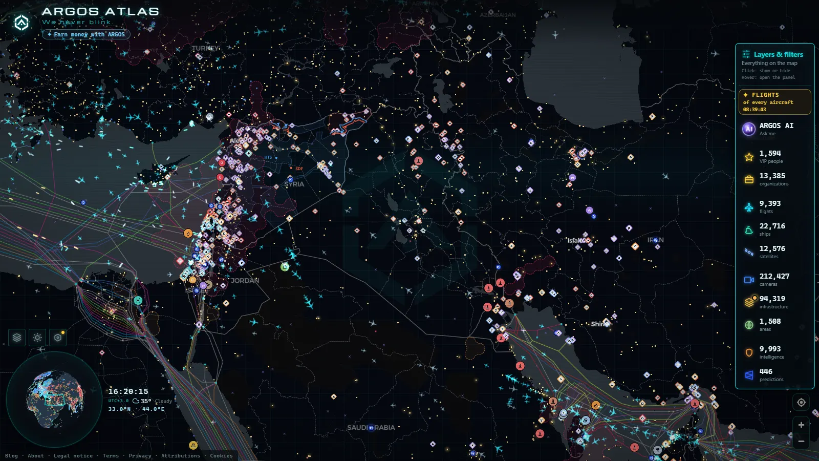 The ARGOS ATLAS live map over Iraq