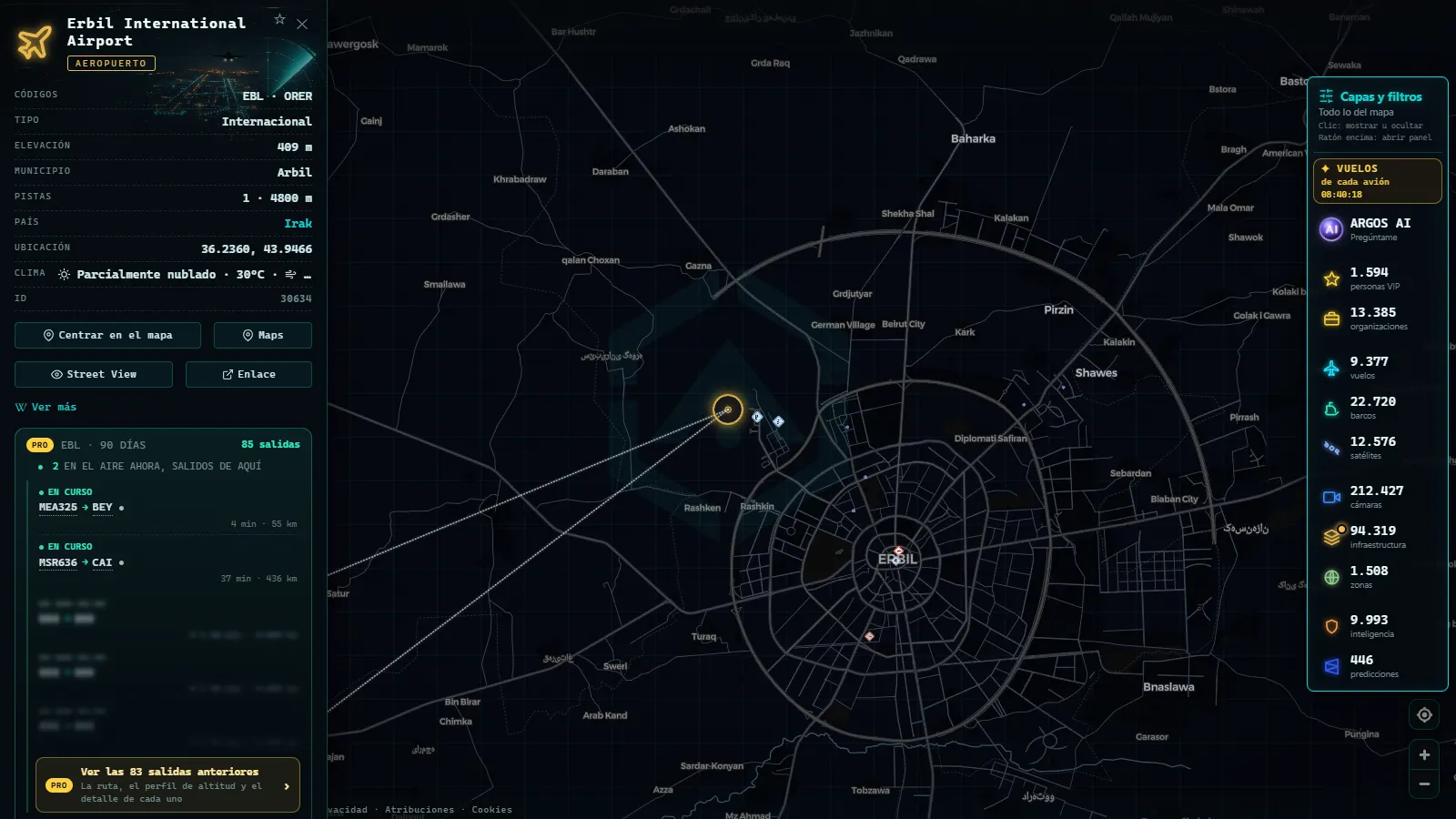 Ficha de Erbil International Airport (Aeropuerto) en el mapa de ARGOS ATLAS