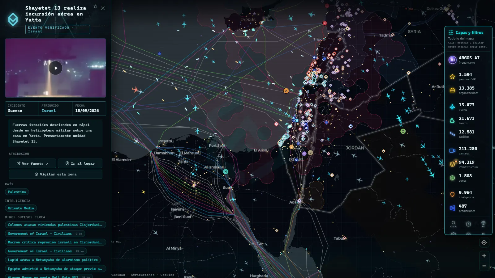 Ficha de Shayetet 13 realiza incursión aérea en Yatta (Incidente) en el mapa de ARGOS ATLAS
