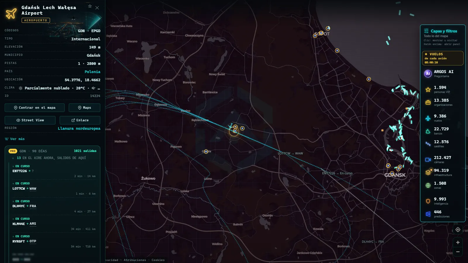 Ficha de Gdańsk Lech Wałęsa Airport (Aeropuerto) en el mapa de ARGOS ATLAS