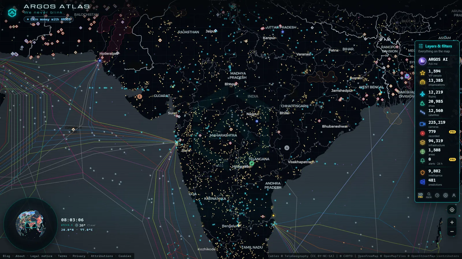 The ARGOS ATLAS live map over India