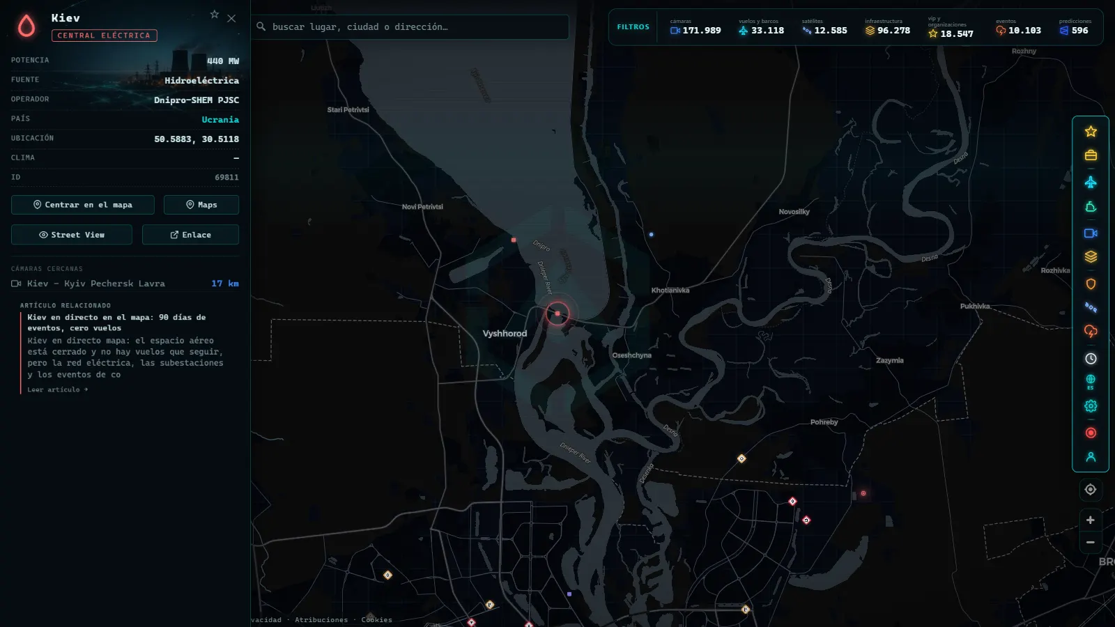 Ficha de Kiev (Instalación eléctrica) en el mapa de ARGOS ATLAS