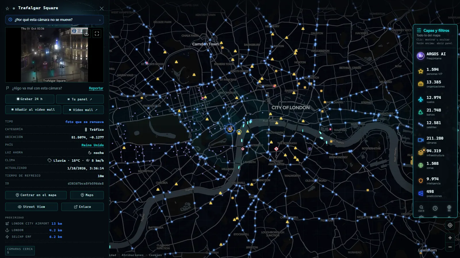 Ficha de Trafalgar Square (Tráfico) en el mapa de ARGOS ATLAS