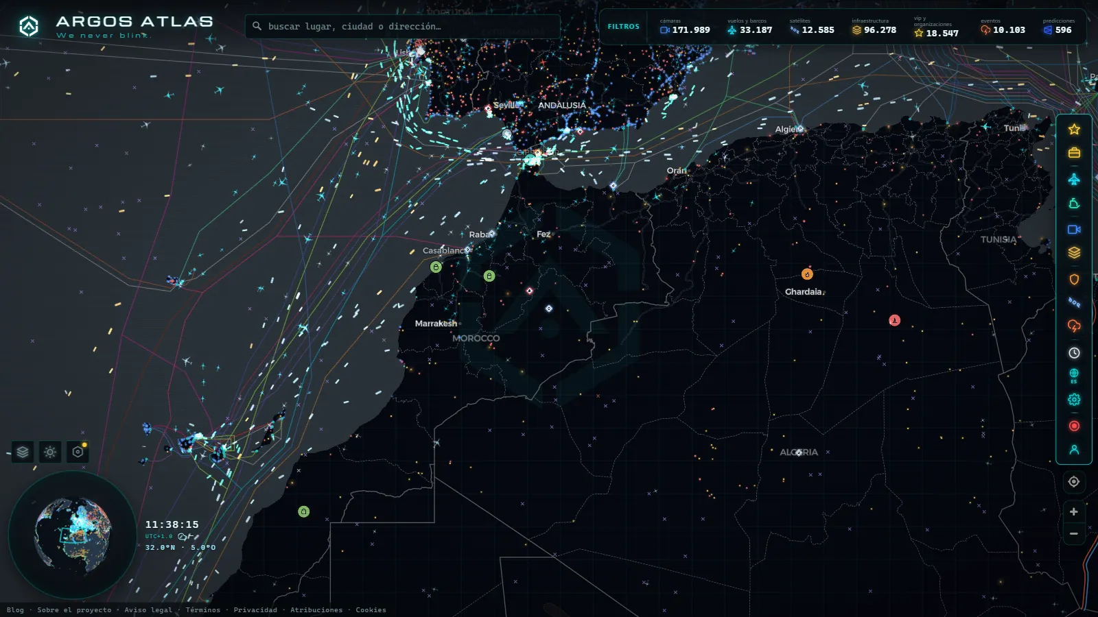 El mapa en vivo de ARGOS ATLAS sobre Marruecos