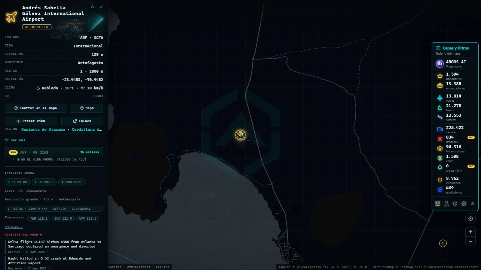Ficha de Andrés Sabella Gálvez International Airport (Aeropuerto) en el mapa de ARGOS ATLAS