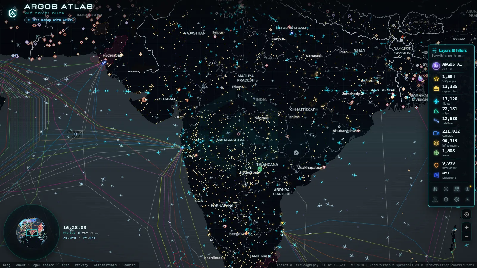 The ARGOS ATLAS live map over India