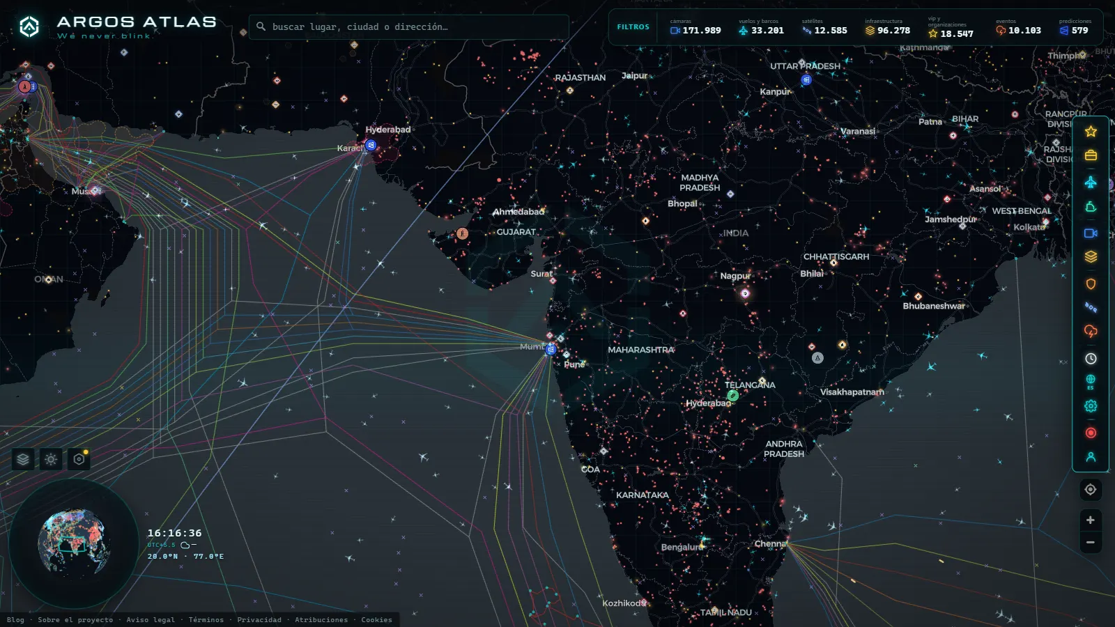El mapa en vivo de ARGOS ATLAS sobre India