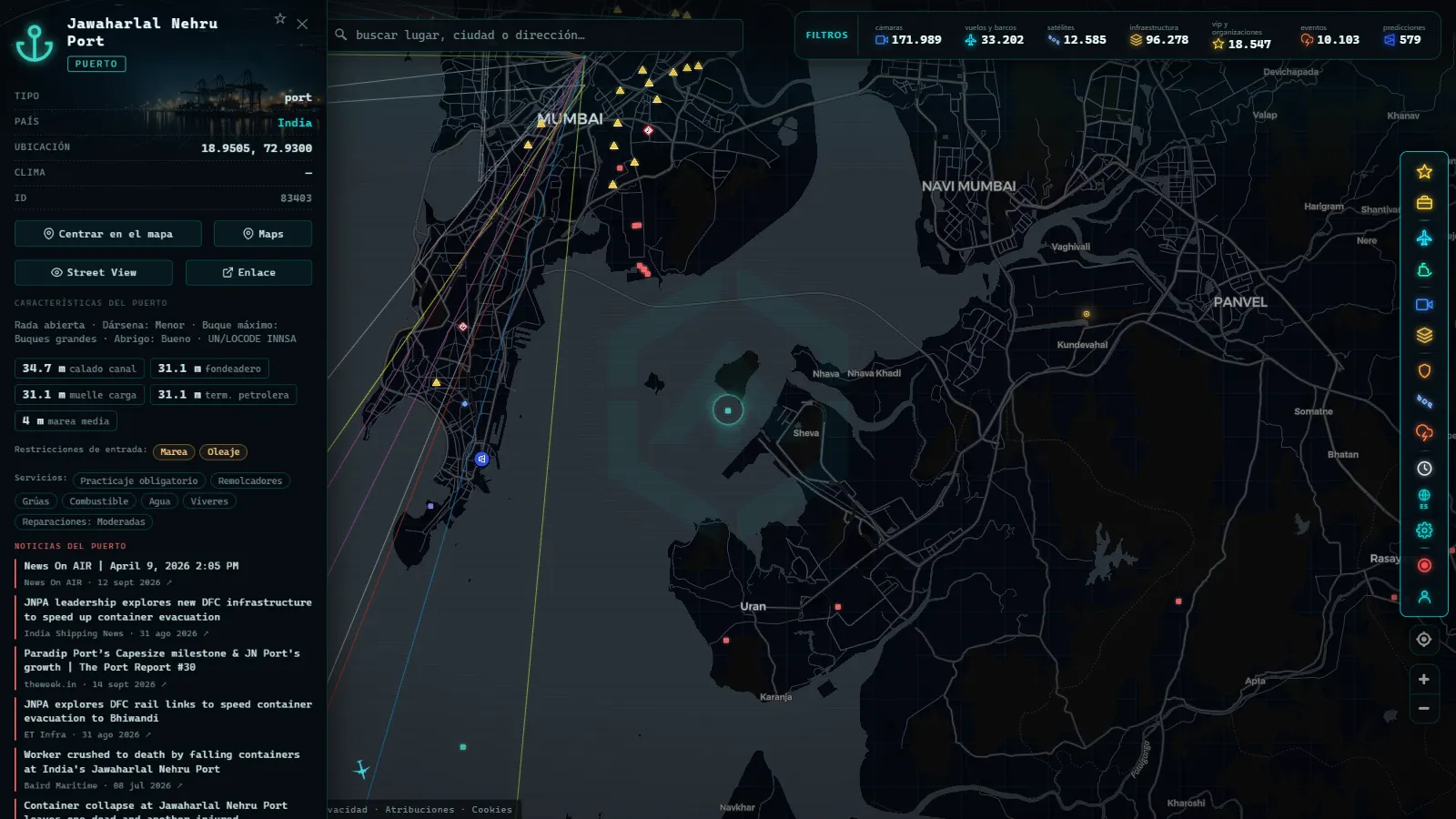 Ficha de Jawaharlal Nehru Port (Puerto) en el mapa de ARGOS ATLAS