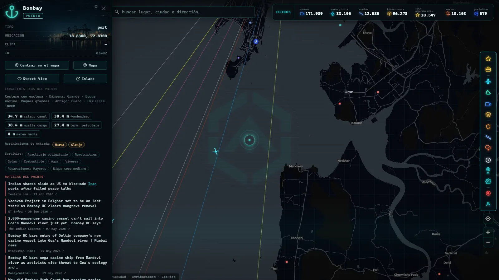 Ficha de Bombay (Puerto) en el mapa de ARGOS ATLAS