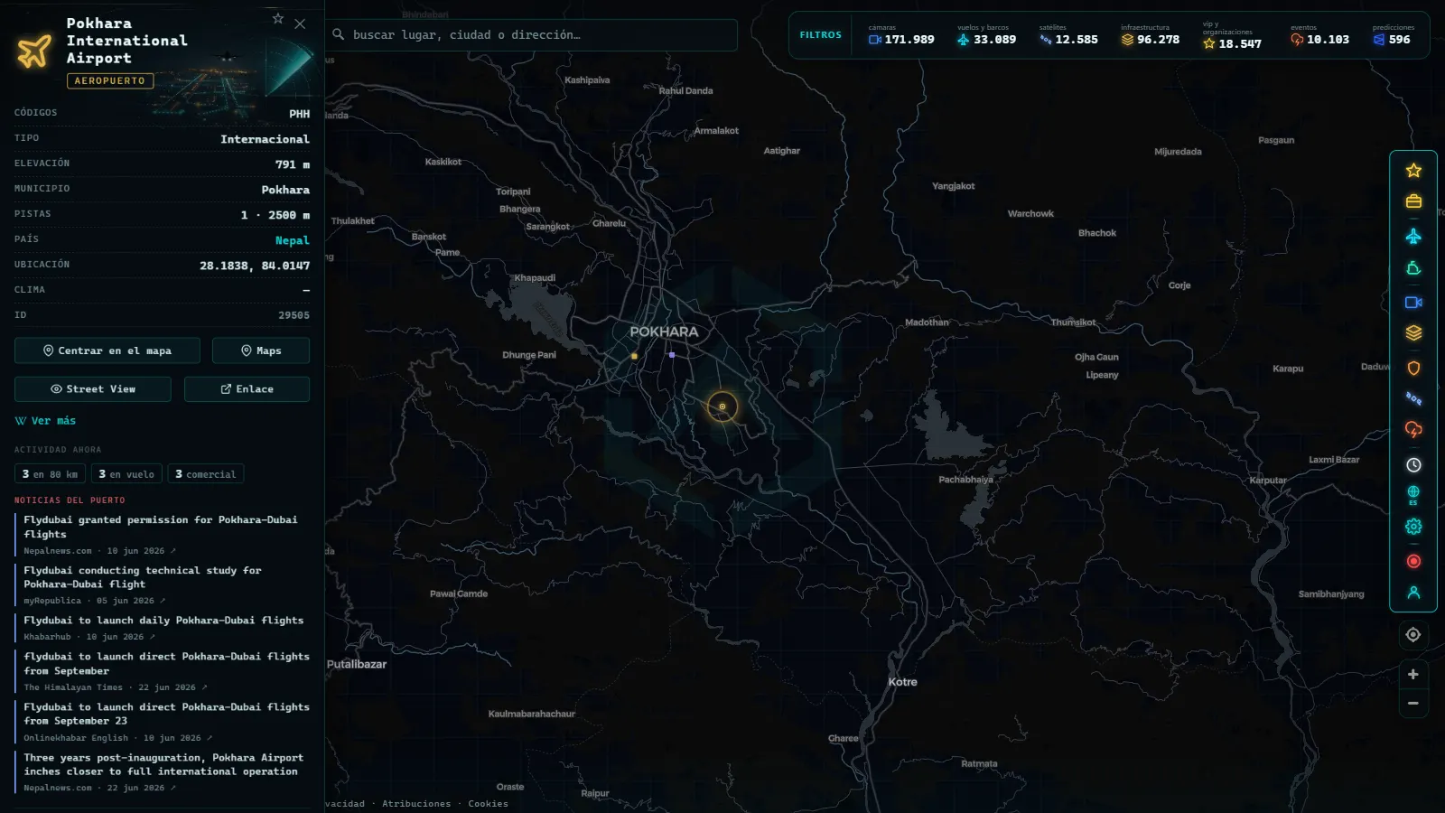 Ficha de Pokhara International Airport (Aeropuerto) en el mapa de ARGOS ATLAS