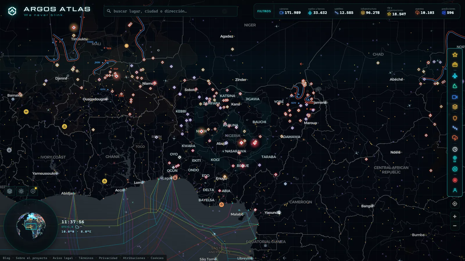 El mapa en vivo de ARGOS ATLAS sobre Nigeria