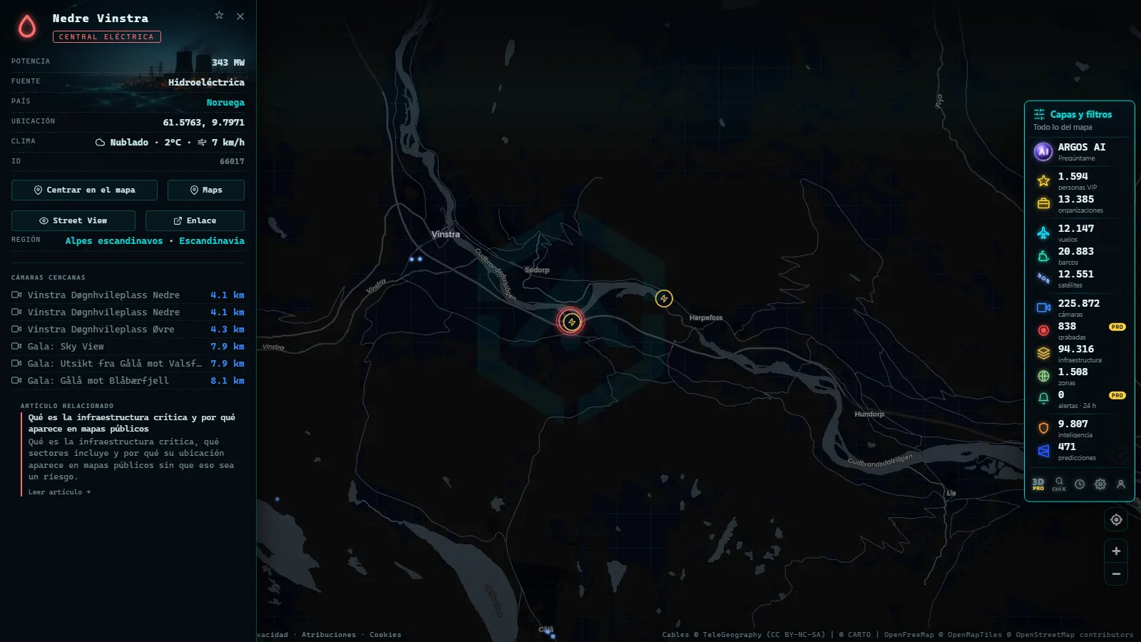 Ficha de Nedre Vinstra (Instalación eléctrica) en el mapa de ARGOS ATLAS