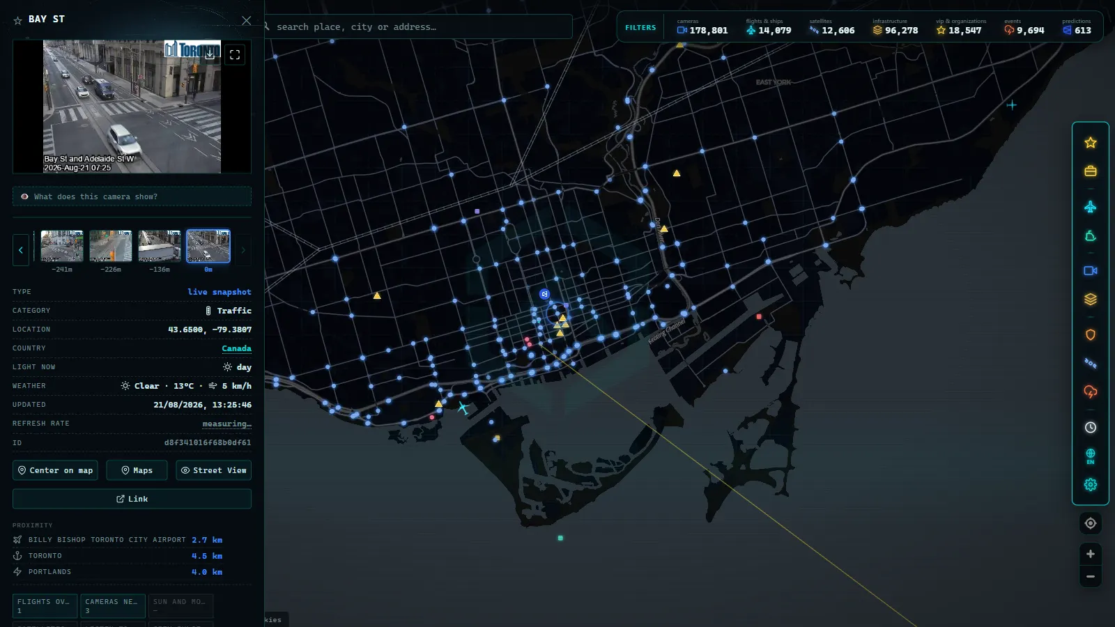 Detail card of BAY ST (Traffic) on the ARGOS ATLAS map