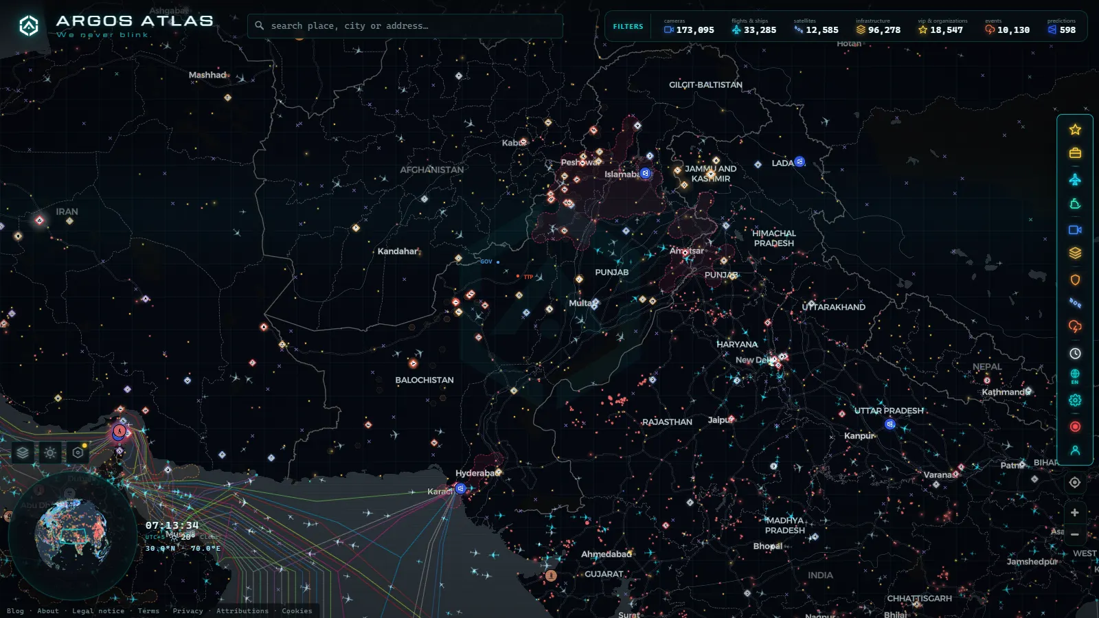 The ARGOS ATLAS live map over Pakistan