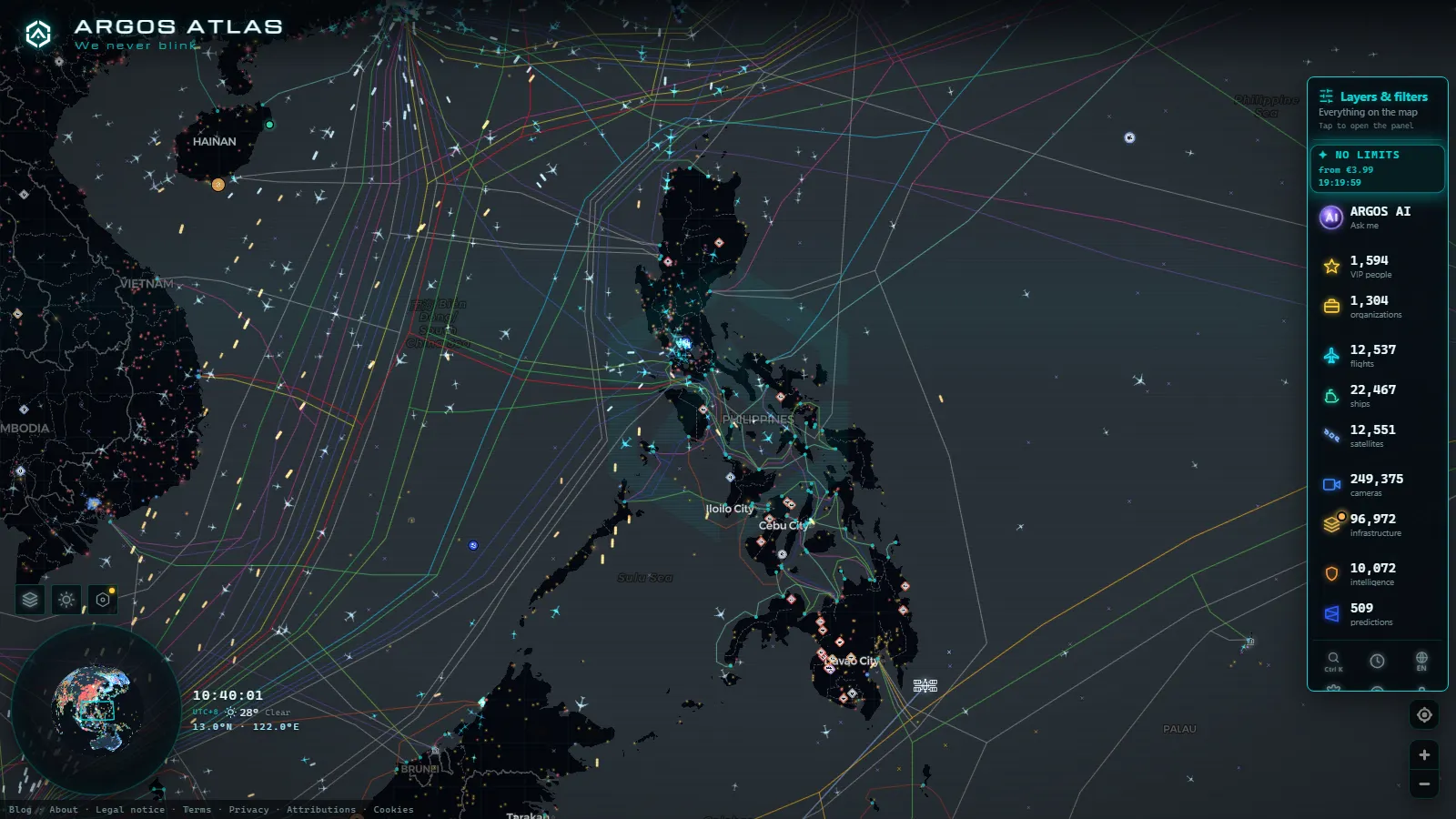 The ARGOS ATLAS live map over Philippines