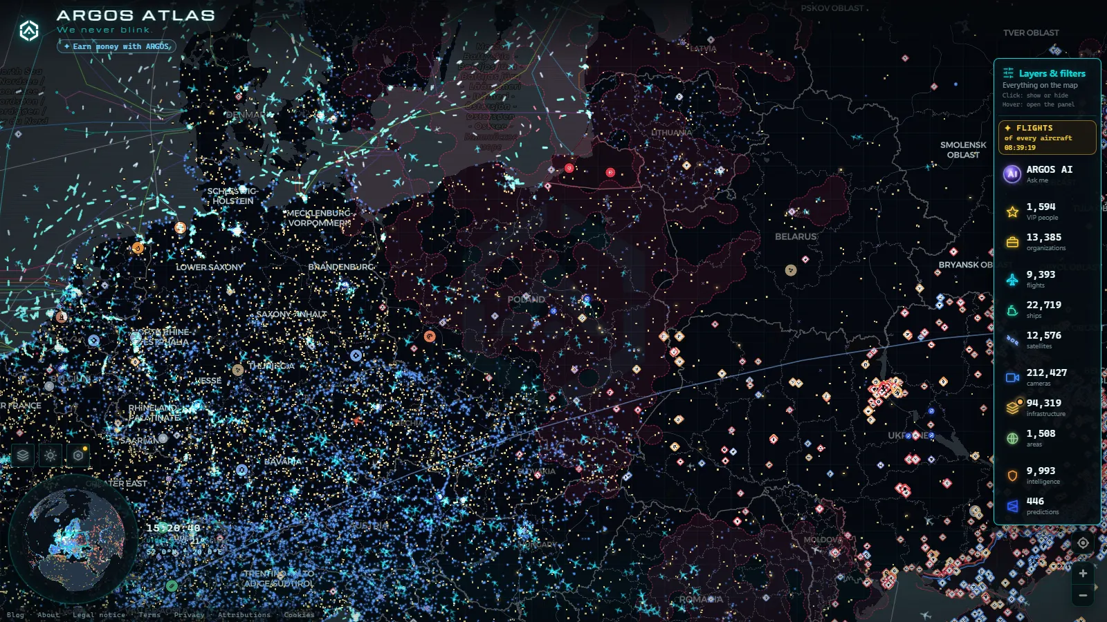 The ARGOS ATLAS live map over Poland
