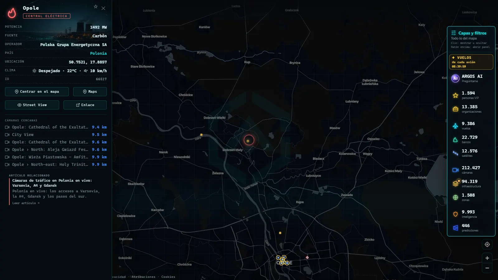 Ficha de Opole (Instalación eléctrica) en el mapa de ARGOS ATLAS