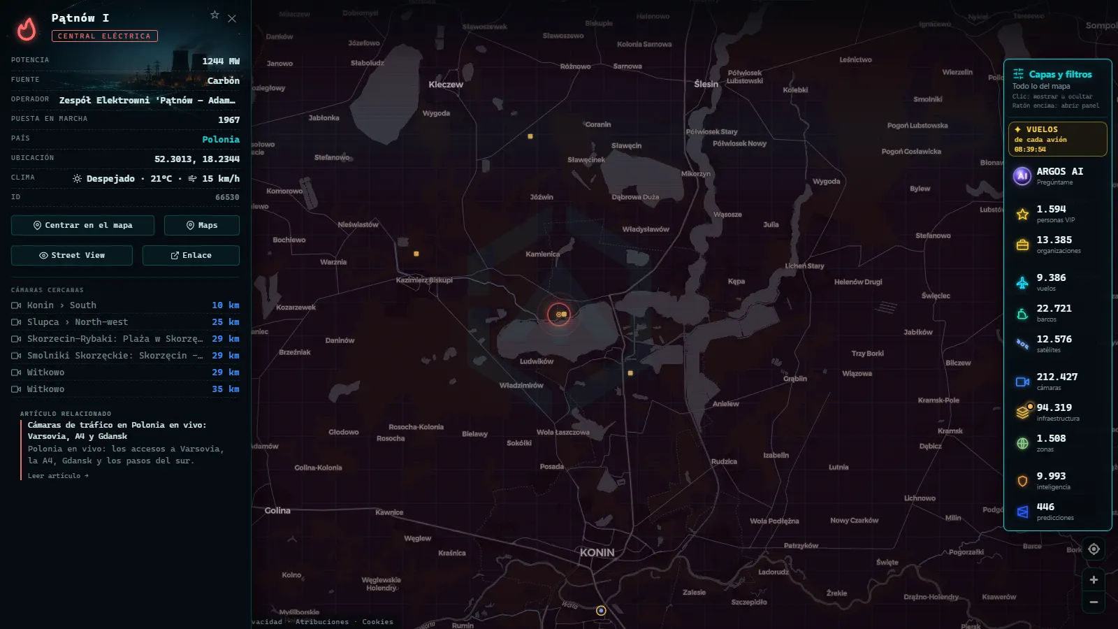 Ficha de Pątnów I (Instalación eléctrica) en el mapa de ARGOS ATLAS