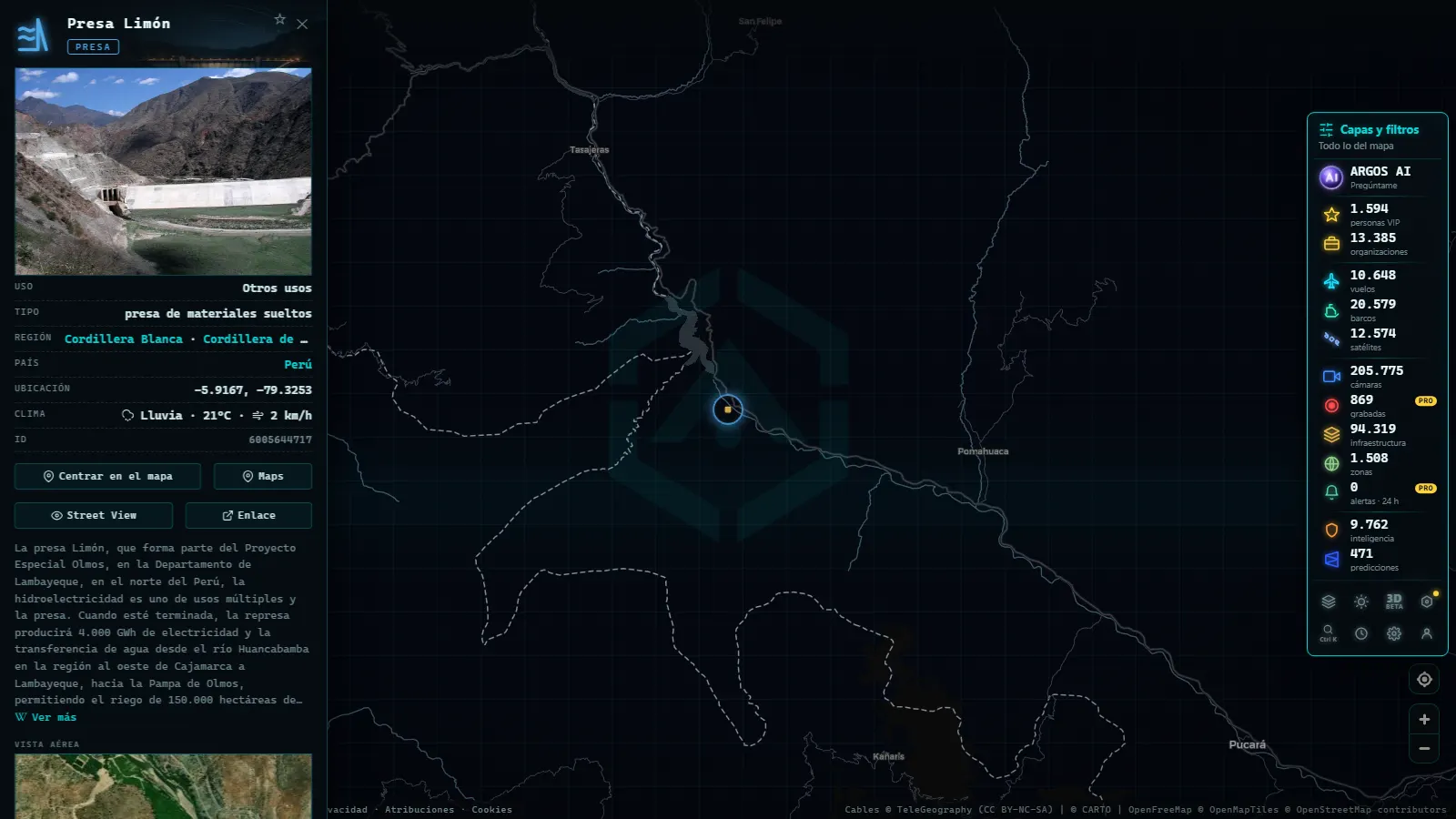 Ficha de Presa Limón (Presa) en el mapa de ARGOS ATLAS
