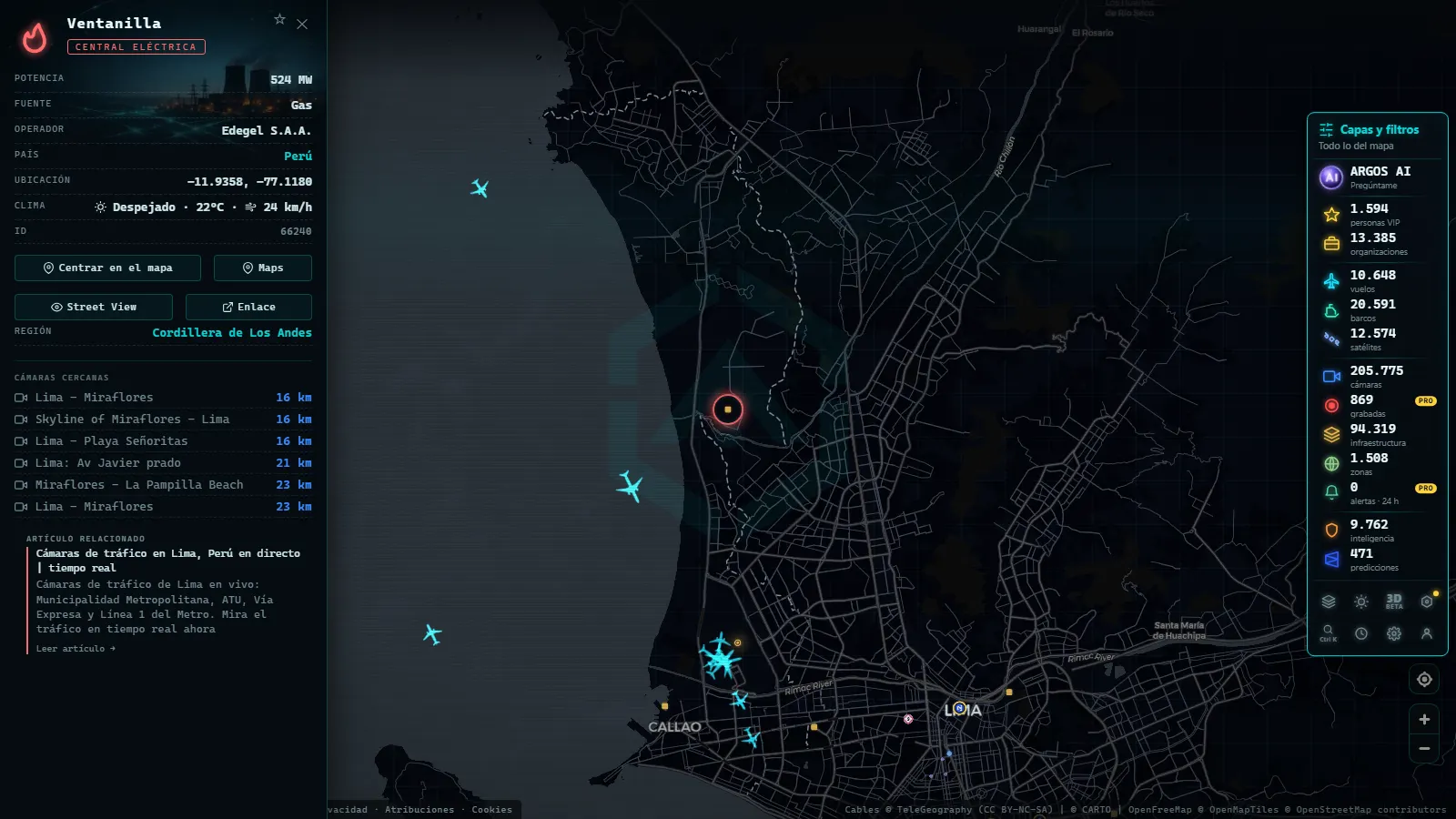 Ficha de Ventanilla (Instalación eléctrica) en el mapa de ARGOS ATLAS