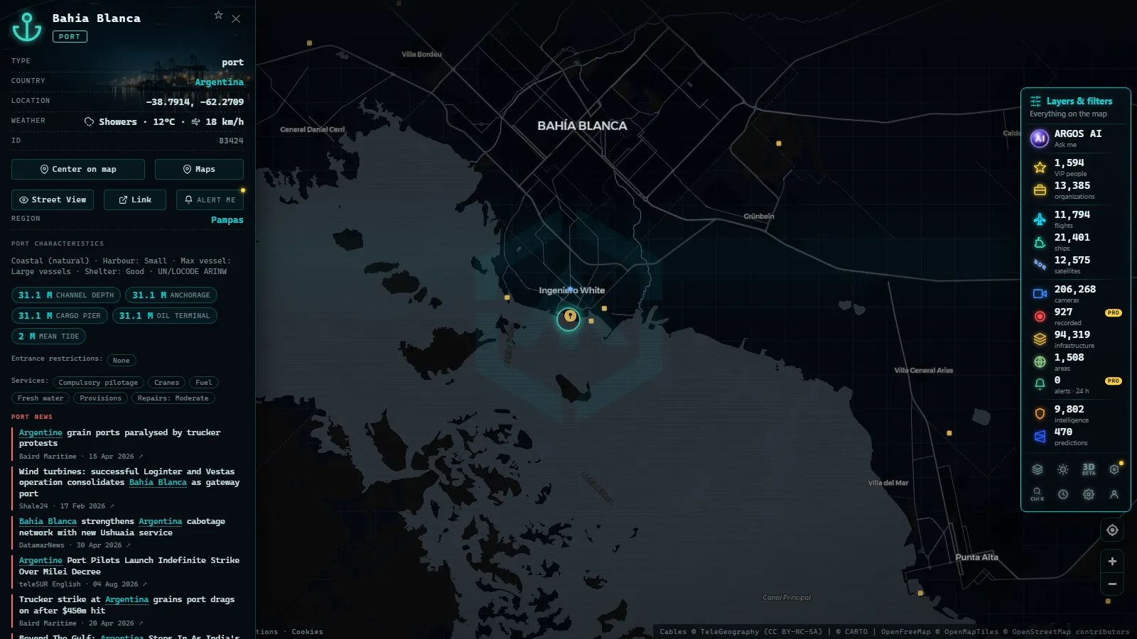 Detail card of Bahia Blanca (Port) on the ARGOS ATLAS map