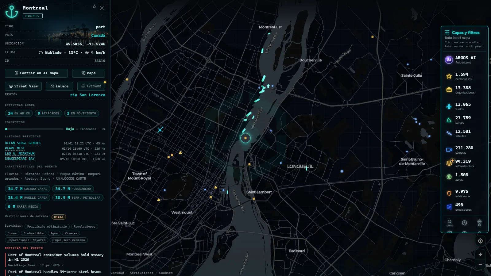 Ficha de Montreal (Puerto) en el mapa de ARGOS ATLAS