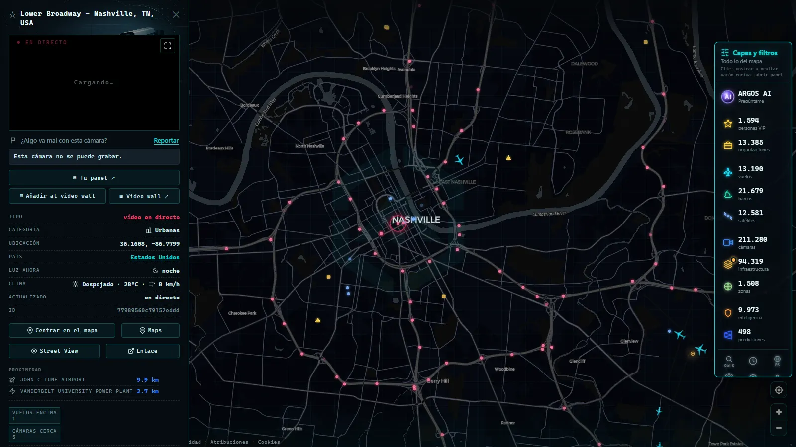 Ficha de Lower Broadway - Nashville, TN, USA (Urbana) en el mapa de ARGOS ATLAS