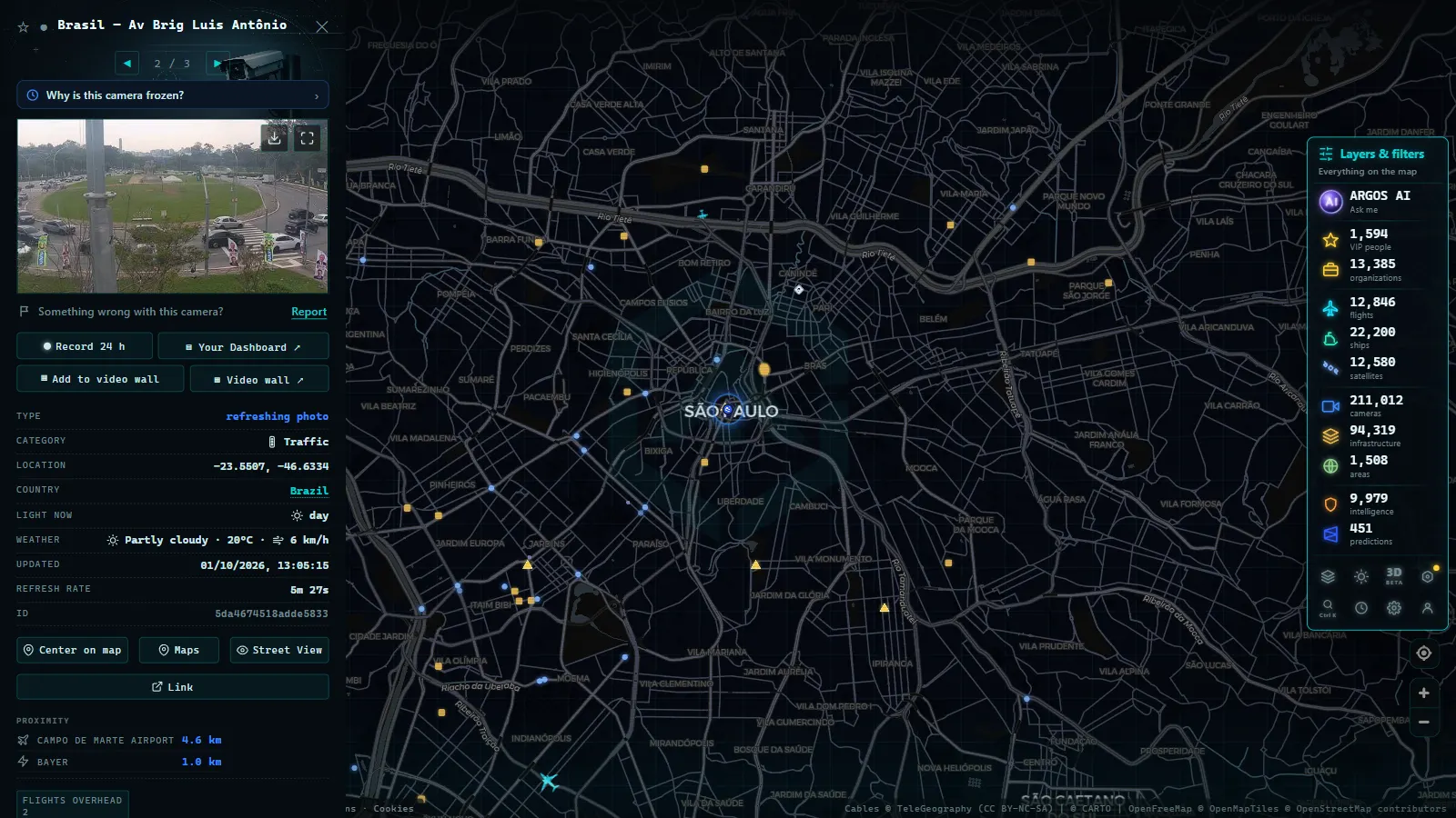 Detail card of Brasil — Av Brig Luis Antônio (Traffic) on the ARGOS ATLAS map