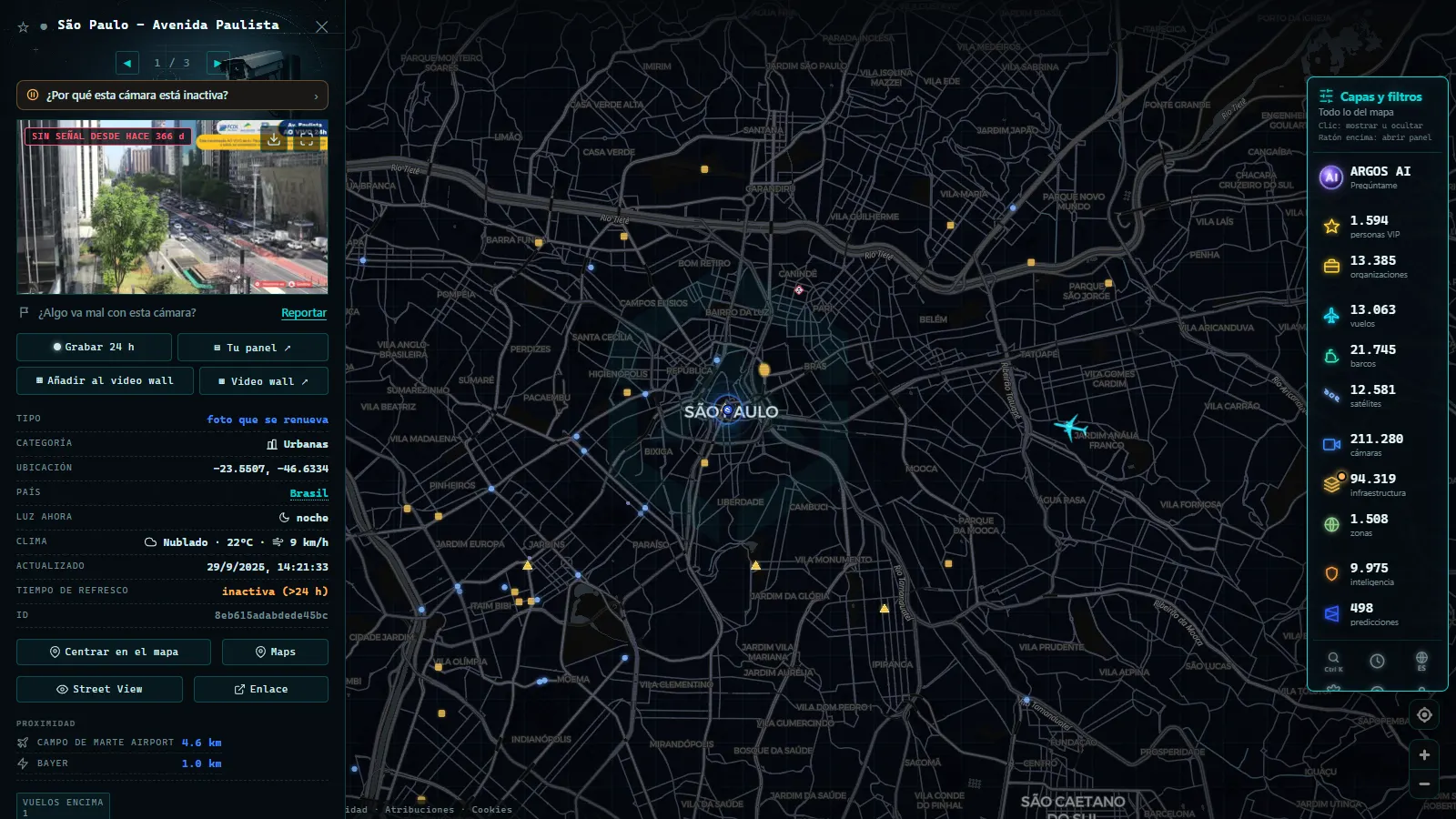 Ficha de São Paulo - Avenida Paulista (Urbana) en el mapa de ARGOS ATLAS