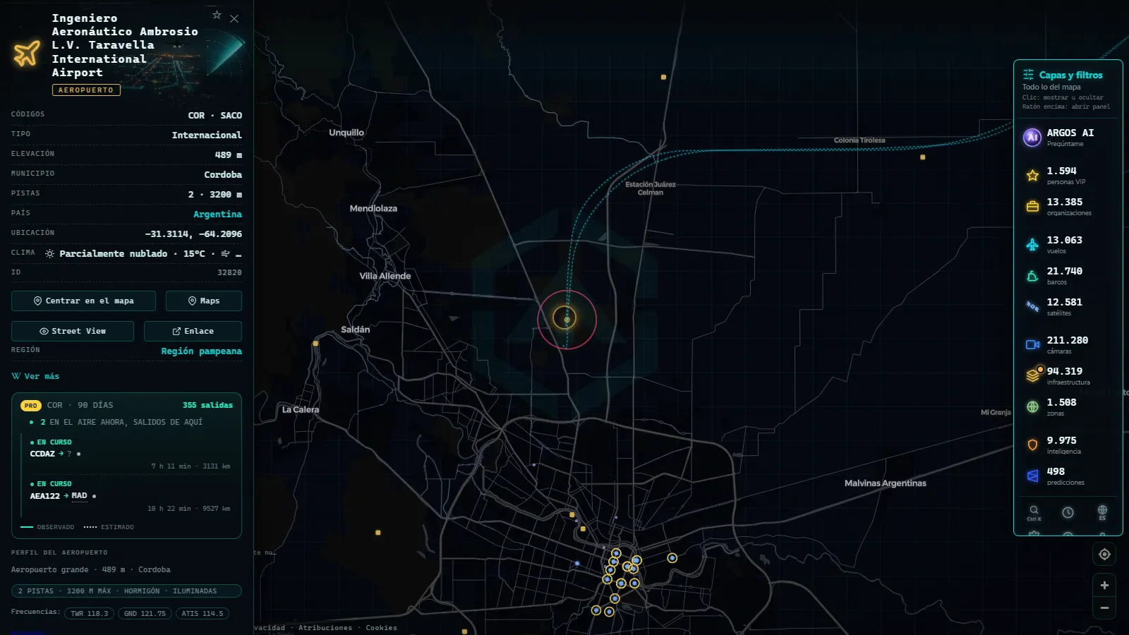 Ficha de Ingeniero Aeronáutico Ambrosio L.V. Taravella International Airport (Aeropuerto) en el mapa de ARGOS ATLAS