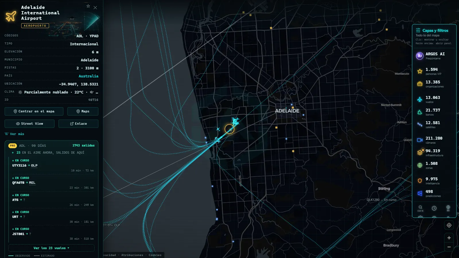 Ficha de Adelaide International Airport (Aeropuerto) en el mapa de ARGOS ATLAS