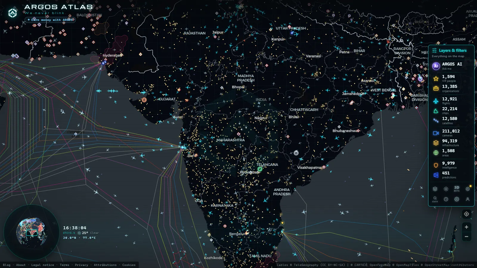 The ARGOS ATLAS live map over India