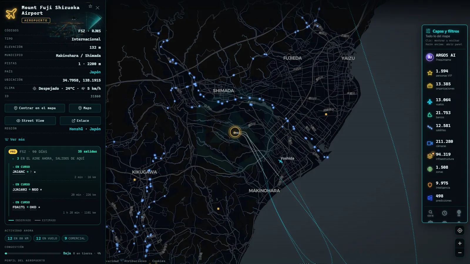 Ficha de Mount Fuji Shizuoka Airport (Aeropuerto) en el mapa de ARGOS ATLAS