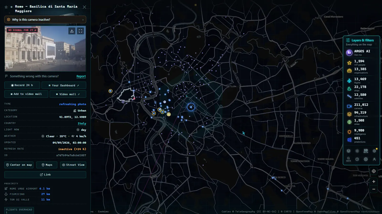 Detail card of Rome - Basilica di Santa Maria Maggiore (Urban) on the ARGOS ATLAS map