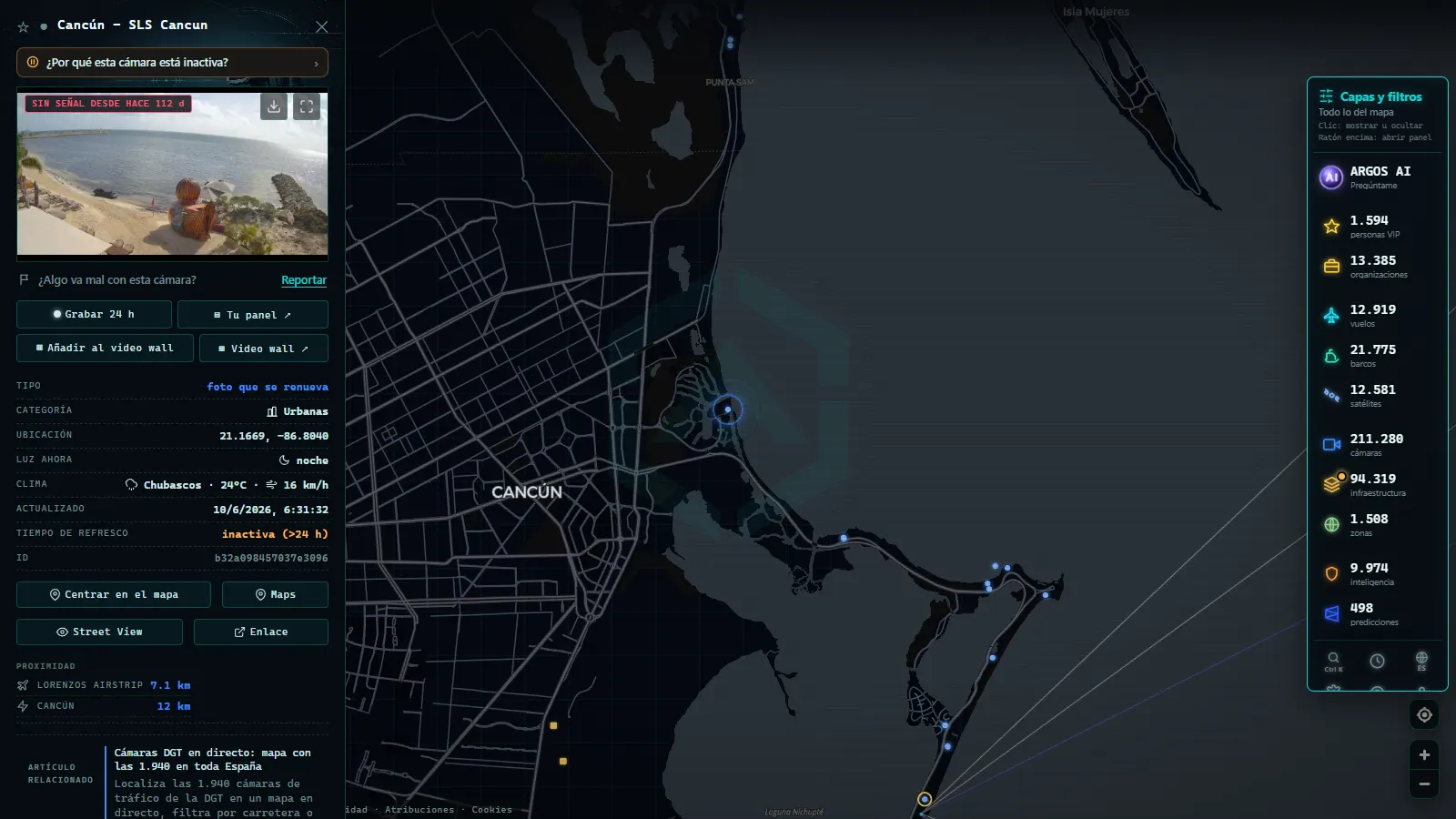 Ficha de Cancún - SLS Cancun (Urbana) en el mapa de ARGOS ATLAS