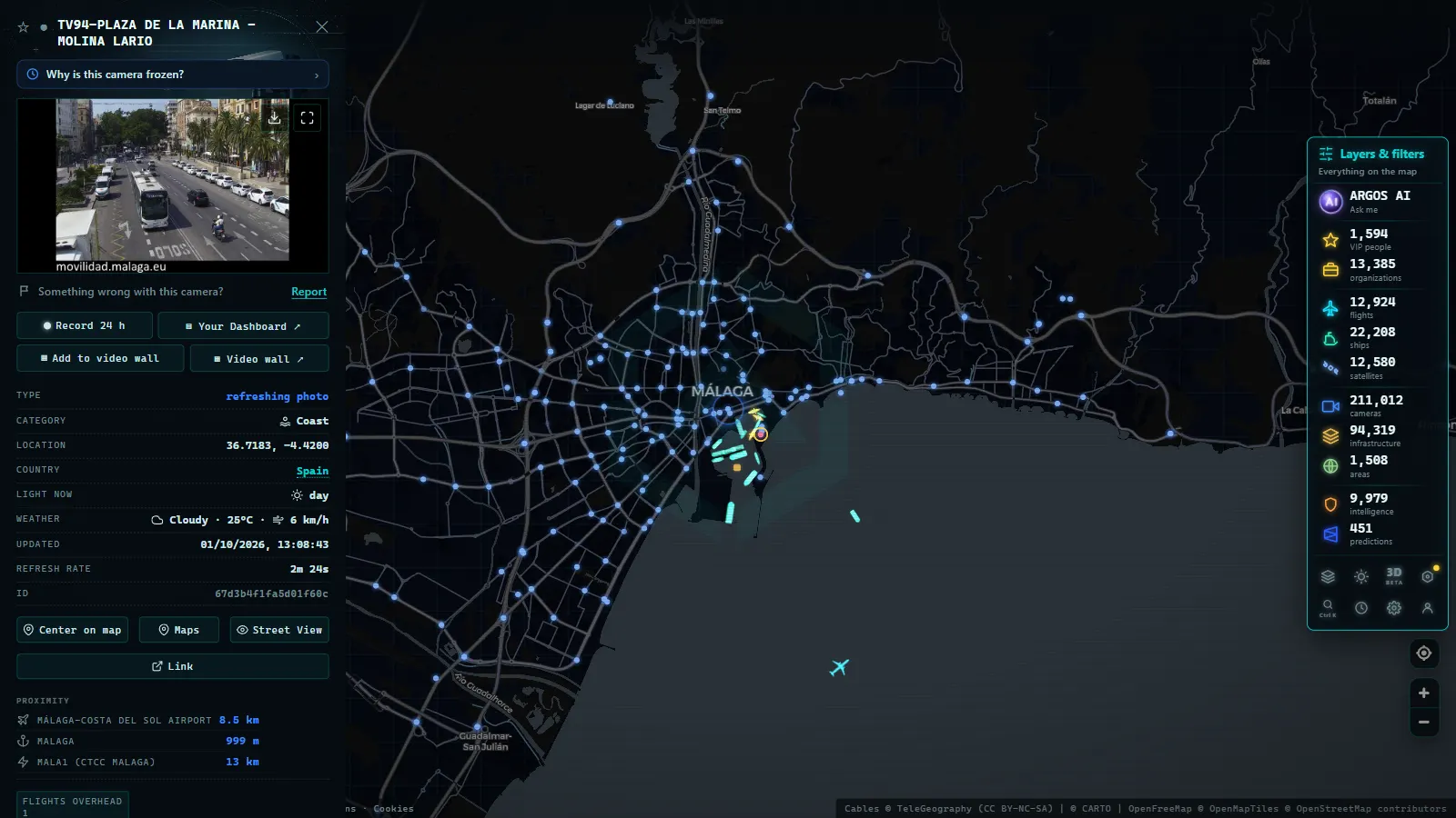Detail card of TV94-PLAZA DE LA MARINA - MOLINA LARIO (Coastal) on the ARGOS ATLAS map