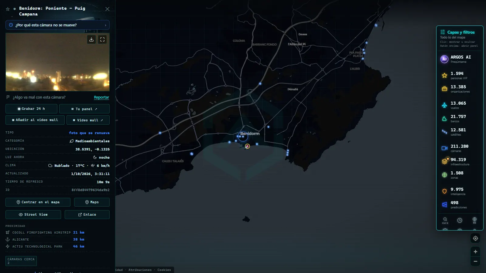 Ficha de Benidorm: Poniente - Puig Campana (Medioambiental) en el mapa de ARGOS ATLAS